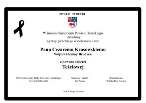 Zdjęcie główne dla wydarzenia: Kondolencje dla Wójta Gminy Brudzew z powodu śmierci Teściowej
